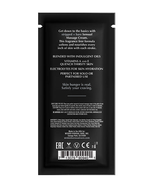 Wicked Sensual Care Stripped & Bare Unscented Massage Cream - .34 oz