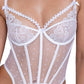 Forever Yours Embroidered Bustier & Thong White XL