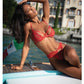 Baroque Heart Embroidered Lace 2 pc Set - Red MD